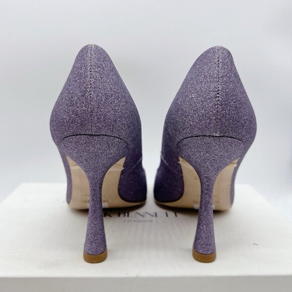 LK Bennett Dazzle Glitter Lilac Fabric Pointed Toe Flared Heel Pumps EU 38 US 8 - Picture 7 of 13